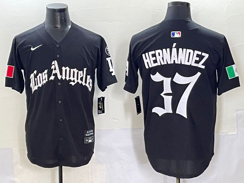Men 2025 Los Angeles Dodgers #37 Hernandez Black Five generations Joint Name Nike MLB Jersey style 6231->los angeles dodgers->MLB Jersey